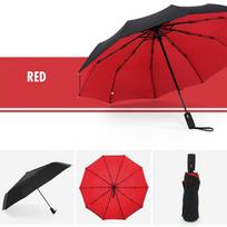 1 vnt. Automatinis dvigubo sluoksnio didelis komercinis skėtis nuo vėjo, skersmuo 105 cm / 41,33 colio raudona