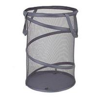 60L Dirty Clothes Basket Foldable Mesh Design Moisture-proof with Handle Space-saving Portable Laundry Basket pilka
