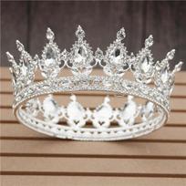 Barokinis didelis Tiaras nuotakos vestuvių karūna karališkosios karalienės karalienės apvalios diademos nuotakos galvos apdangalas plaukams papuošalas galvos aksesuaras sidabro baltos spalvos