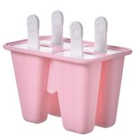 Popsicle formelės Astravo formelės Silikoninės Leduko formelės Be BPA Daugkartinio naudojimo Lengvai atleidžiamos ledo formelės 4 Cavities rožinė