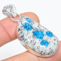 K2 Azurite Handmade 925 Sterling Silver Jewelry Pendant 2.01  b7S28