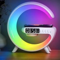 Multifunction 3in1 Wireless Charger Pad Stand Bluetooth Speaker RGB Night Light Fast Charging Station For Smartphone iPhone Samsung Xiaomi Huawei balta