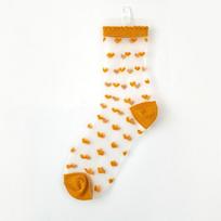 Polka Dot Crystal Silk Socks Women Summer Ultra-thin Transparent Lace Socks Heart Print Japanese Kawaii Girls Cute Frilly Socks EUR 34-39