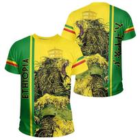 Ethiopian Flag Graphic T Shirt King Indigenous Tribe Lion 3D Printed T-shirts Men Women Casual Summer Ethiopia National Day Tops XXS