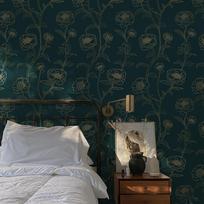 Gold Line Floral Peel And Stick Wallpaper Dark Blue Self Adhesive Waterproof Wallpaper Removable Bathroom Kitchen Contact Paper 44cmx300cm