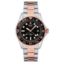 Swiss Alpine Military Master Diver GMT Dviejų spalvų nerūdijančio plieno juodas ciferblatas kvarcinis 7052.1157 100M vyriškas laikrodis