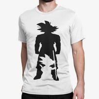 Dragon Ball Son Goku Vaikas Vegeta Siluetoše Šešėlis Anime Vyriški Ekologiški Marškinėliai 2XL