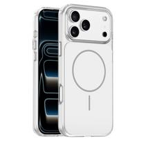 For IPhone 17 14 15 16 Pro Max Air Plus Transparency Wireless Charging Magnetic Phone Case with Tempered Film Protective Cover protective film&iPhone 14 Pro Max skaidrios baltos spalvos