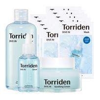 Torriden DIVE-IN žemos molekulinės masės hialurono rūgšties 4 žingsnių rinkinys (Tonikas 300ml + Serumas 50ml + Raminamasis kremas 100ml + Lakštinės kaukės 10 vnt.)