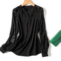Autumn Blusas Office Lady Tops White Shirt Women Fashion Solid Casual Blouse Top Long Sleeve Shirt Women Pullover 27820 M juoda