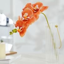 5 vnt. Orchidėja, Dirbtinis drugelis Phalaenopsis gėlė, Dirbtinės gėlių šakos oranžinė