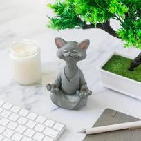 Meditacija Katės skulptūra Namų puošmena Derva Juoda Joga Sėdinčios Zen Katės Juodosios Budos Ornamentas Lauko Sodo Figūrėlės 12.5 cm