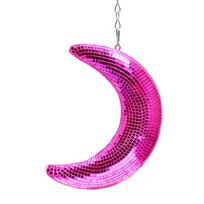 Moon Shaped Disco Ball Hanging Ornament Glitter Glass Mirror Ball Reflective Moon Pendant Wedding Party Bar Decoration