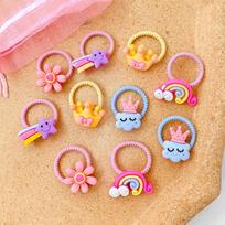 10Pcs/Set New Cute Cartoon Headbands Girls Elastic Hair Bands Hair Accessories for Kids Scrunchies Headwear Ornaments Gift