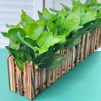 Artificial Pothos Flower Arrangement – Grass and Fence Decor for Living Room