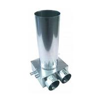 DN-125-2 difuzoriaus pajungimo dėžutė; 125 mm į 2x75 mm; cinkuota skarda; ilgis 330 mm