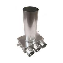 DN-160-3 difuzoriaus pajungimo dėžutė; 160 mm į 3x75 mm; cinkuota skarda; ilgis 330 mm