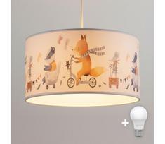 Brilagi - LED vaikiškas pakabinamas šviestuvas ant laido BOBO 1xE27/60W/230V skers. 35 cm balta/gyvūnėliai