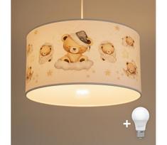 Brilagi - LED vaikiškas pakabinamas šviestuvas ant laido BOBO 1xE27/60W/230V, skersmuo 35 cm, balta/su meškiukais