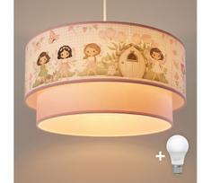 Brilagi - LED vaikiškas pakabinamas šviestuvas ant laido BOBO 1xE27/60W/230V, skersmuo 40 cm, rožinė/fėjos