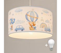 Brilagi - LED vaikiškas pakabinamas šviestuvas ant laido BOBO 1xE27/60W/230V skersmuo 35 cm mėlynas/su meškiukais