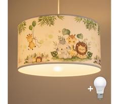 Brilagi - LED vaikiškas pakabinamas šviestuvas BOBO ant laido 1xE27/60W/230V Ø 35 cm balta/džiunglės