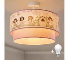 Brilagi - LED vaikiškas prigludęs lubinis šviestuvas BOBO 1xE27/60W/230V, skersmuo 40 cm, rožinė / fėjos