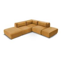 Garstyčių spalvos modulinė kampinė sofa iš velveto Jeanne – Bobochic Paris