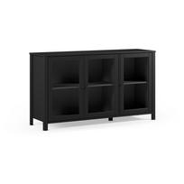 Juodos spalvos iš pušies masyvo vitrina 142x80x40 cm Alessandra – Marckeric