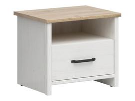 Naktinis staliukas Loksa, balta sp./sonoma ąžuolo sp., 47.5 cm x 55 cm x 42.5 cm