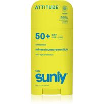 Attitude Sunly Kids Mineral Sunscreen Stick SPF 50+ mineralinis apsauginis veido ir kūno kremas pieštukinė priemonė vaikams 60 g
