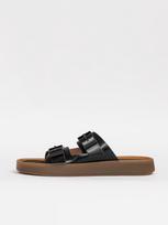 CALVIN KLEIN Vyriškos odinės įspiriamos basutės, ERGON DOUBLE BAR SANDAL SHINY LTH