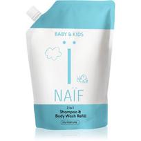 Naif Baby & Kids 2-in-1 prausimosi želė ir šampūnas kūdikiams be kvapiųjų medžiagų Reffil 500 ml