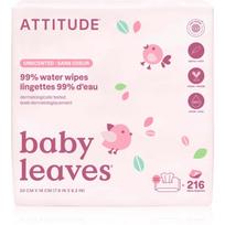 Attitude Baby Leaves Water Wipes drėgnosios servetėlės be kvapiųjų medžiagų 3x72 vnt.