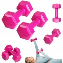 DrFit bituminiai hanteliai 2x 1 kg, rožiniai, skirti fitneso pratimams