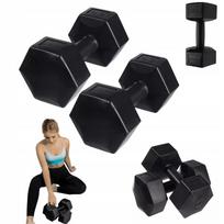 DrFit Heksagoniniai hanteliai mankštai, Pilates, jėgos treniruotėms, 2x6 kg, juodi