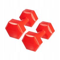 DrFit bituminiai hanteliai svarmenys fitnesui šešiakampiai rinkinys 2x2kg raudoni