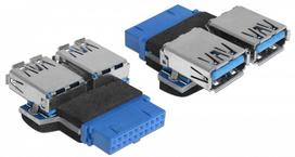 Adapteris Delock Pin Header Female / 2 x USB 3.0 Female 65324 USB 3.0 19 pin female, 2 x USB 3.0 female