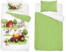 Vaikiškas patalynės užvalkalų komplektas Cute Farm PPG-158, balta sp./žalia sp., 100 x 135 cm