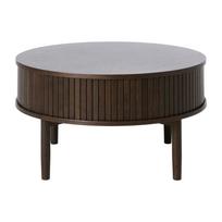 Tamsios natūralios spalvos apvalios formos kavos staliukas iš ąžuolo ø 85 cm Meta – Unique Furniture