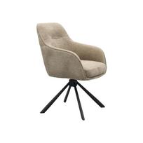 Taupe spalvos iš audinio valgomojo kėdė su porankiais Avola – Unique Furniture