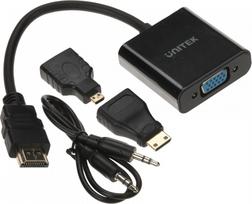 Unitek HDMI UZ VGA PĀRVEIDOTĀJS Y-6355 + AUDIO + MIKRO UN MINI HDMI ADAPTERI UNITEK