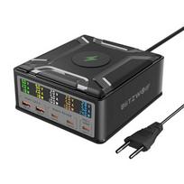 Blitzwolf BW-S28 260W, 2xUSB-A, 3xUSB-C, 15W belaidis įkroviklis (juodas)