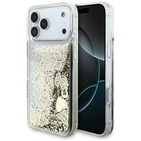 Guess skaidrus blizgus dėklas su 4 žavesio elementais iPhone 17 Pro Max - auksinis