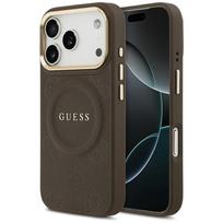 GUESS dėklas IPHONE 17 Pro suderinamas su MagSafe GUHMP17LPSAMSECW (PU W / Peonijų karštas spaudas) rudas
