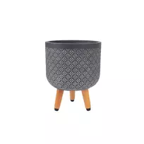 Vazonas PAO D24xH29.5cm su kojomis, tamsiai pilka