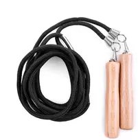 Spokey QUICK JUMP III Jump Rope, Wooden handles (length: 11.5 cm), 280 cm, Black/Brown