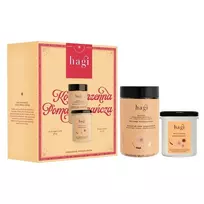 HAGI_SET Pikantiška apelsinų sojų žvakė 215ml + kūno vonios dugnas 480g