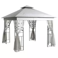 Pastogė su dvigubu stogu, 3x3 m, atspari vandeniui, stabili, atspari žiemos sąlygoms, sodo paviljonas su tinkleliu nuo uodų, šviesiai pilka