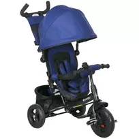 HOMCOM 6-in-1 triratukas su stūmimo rankena, vaikiškas triratukas su nuimamu stogeliu, pagalvėle, balansinis dviratukas su 5 taškų saugos diržais, krepšiu, puodelių laikikliu, vaikams nuo 1 iki 5 metų, tamsiai mėlynas